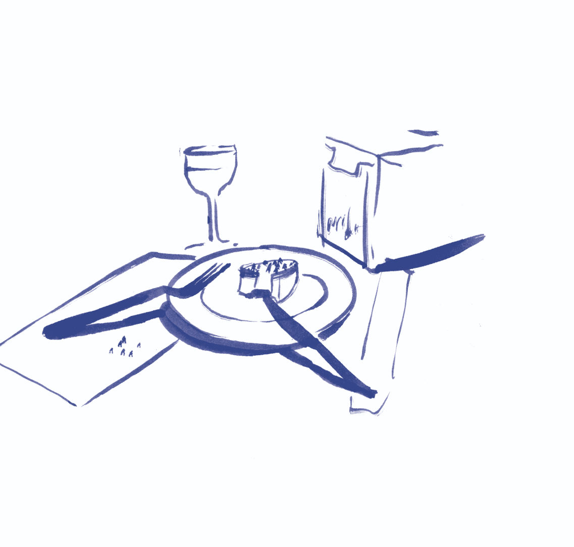 Illustration of plate on table.